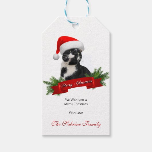 皮肉なおもしろい猫サンタスハットクリスマスギフトタグ ギフトタグ (正面)