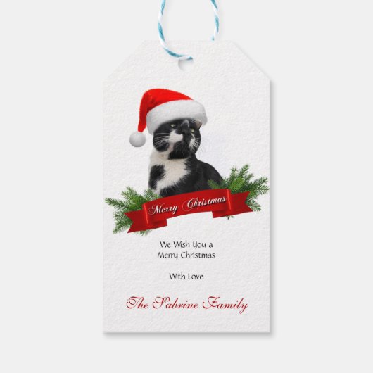 皮肉なおもしろい猫サンタスハットクリスマスギフトタグ ギフトタグ (裏面)