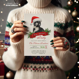 皮肉なおもしろい猫サンタスハットクリスマスパーティー 招待状