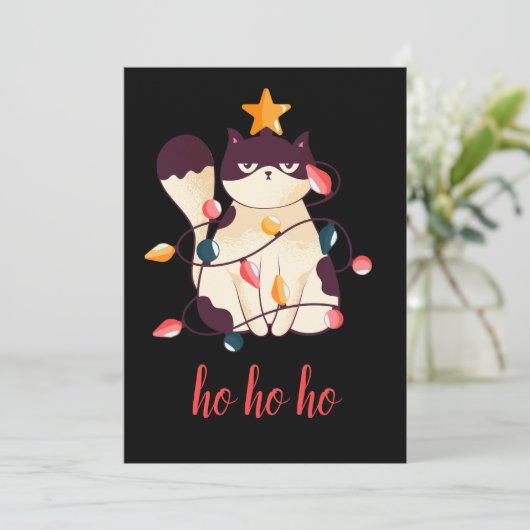 皮肉なおもしろい猫ホホホホホクリスマス シーズンカード (スタンド正面)