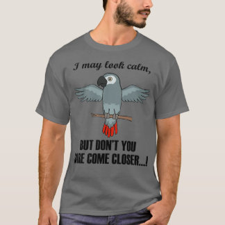 皮肉なことわざアフリカグレイ穏やかな鸚鵡を見る Tシャツ