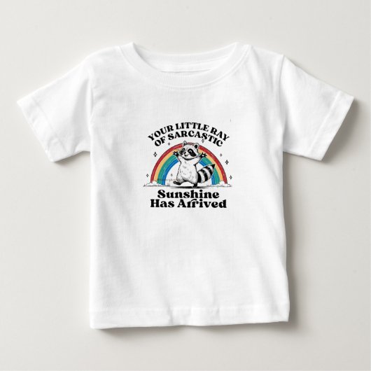 皮肉なアライグマ虹 ベビーTシャツ (正面)