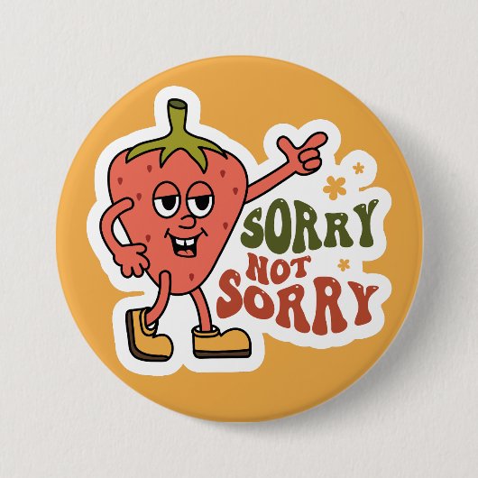 皮肉なイチゴ申し訳ない 缶バッジ (正面)