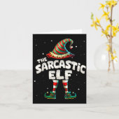 皮肉なエルフ家族のマッチンググループ クリスマス カード (黄色い花)