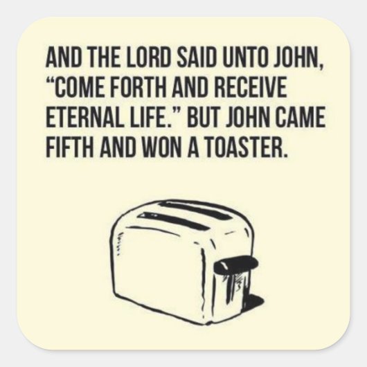 皮肉なクリスチャン救済ステッカー スクエアシール (正面)