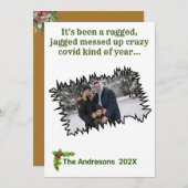 皮肉なクリスマスのギザギザCovidの写真おもしろい シーズンカード (正面/裏面)
