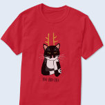 皮肉なクリスマス猫 Tシャツ<br><div class="desc">皮肉でイライラし、熱狂的でない白黒のタキシード猫とクリスマス〔雄ジカの〕枝角。ホホホホホホホとそれ全部。に文字を変更または削除カスタマイズする。</div>