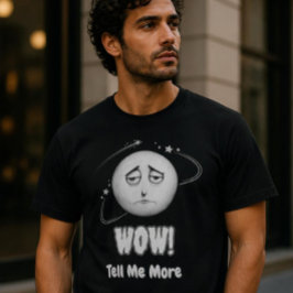 皮肉なグラフィックの月顔Tシャツ「Wow」 Tシャツ