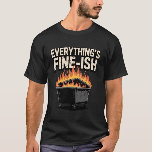 皮肉なゴミ箱火事ミーム Tシャツ (正面)