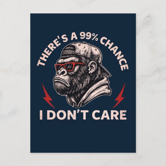 皮肉なサル グラフィック 逆向きの帽子とサングラス ポストカード (正面)