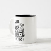 皮肉なスケルトンおもしろいコーヒー ツートーンマグカップ (正面左)