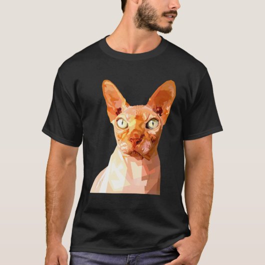 皮肉なスフィンクス猫のグラフィック Tシャツ (正面)