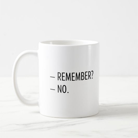 皮肉なタイポグラフィミニマルを覚えない コーヒーマグカップ (左)