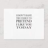皮肉なタイポグラフィ「私はエネルギーを持っていない。 ポストカード (正面)