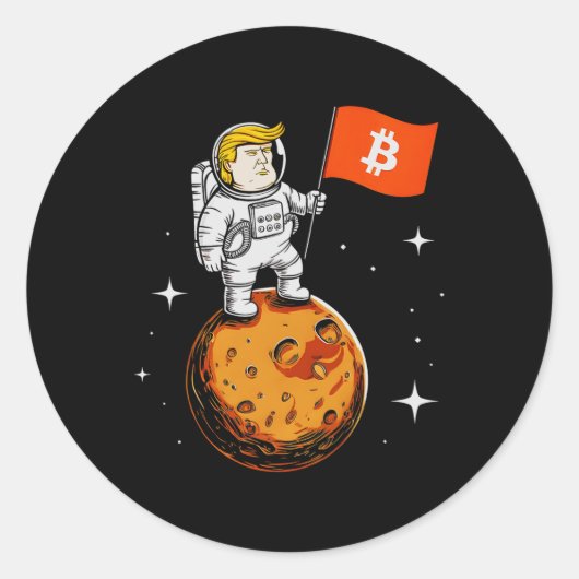 皮肉なトランプ宇宙飛行士ビットコインへムーンミームRet ラウンドシール (正面)