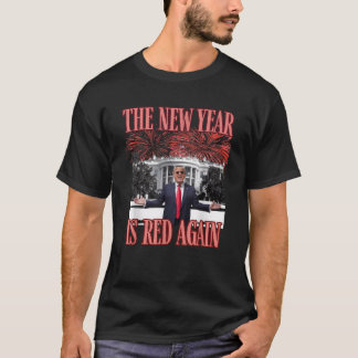 皮肉なトランプ新年は再び赤い花火 Tシャツ
