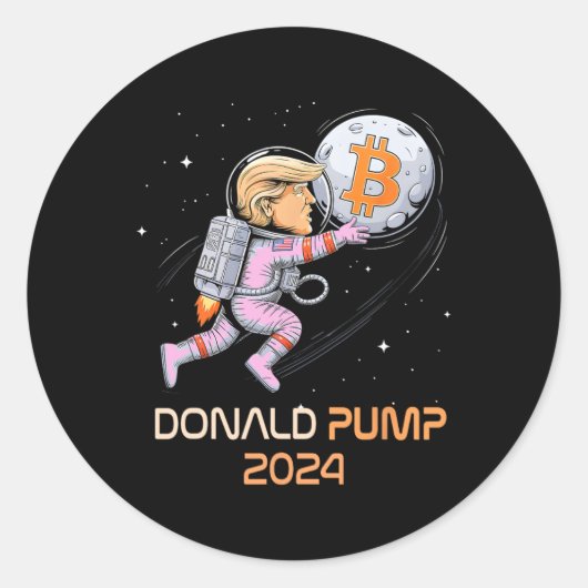 皮肉なトランプ2024 Donald Pump Bitcoin Comebyck ラウンドシール (正面)