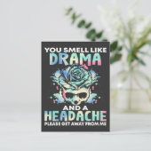 皮肉なドラマ頭痛の花スカル失礼引用文 ポストカード (スタンド正面)