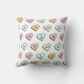 皮肉なバレンタインのキャンディハートパターン クッション (裏面)