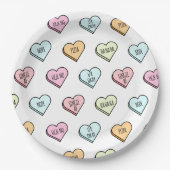 皮肉なバレンタインのキャンディハートパターン ペーパープレート (正面)