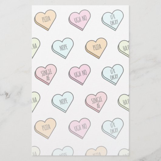 皮肉なバレンタインのキャンディハートパターン 便箋 (正面)