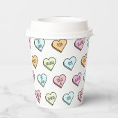 皮肉なバレンタインのキャンディハートパターン 紙コップ (裏面)