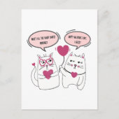 皮肉なバレンタインデーの漫画キャットカップル ポストカード (正面)