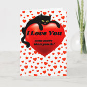 皮肉なバレンタインブラックキャットハートカスタムユーモア カード (正面)