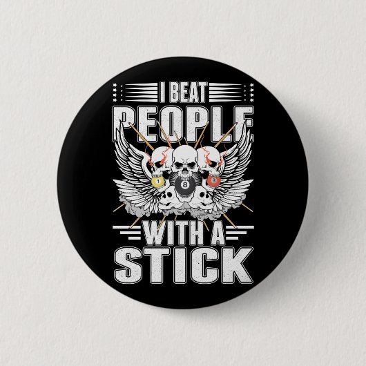 皮肉なビリヤード・スヌーカーCueスポーツプールプレーヤー 缶バッジ (正面)