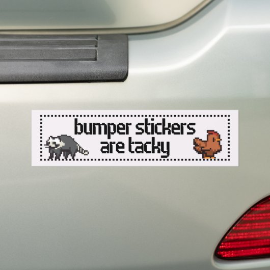 皮肉なピクセル化されたチキンラクーンおもしろい句 バンパーステッカー (車上)