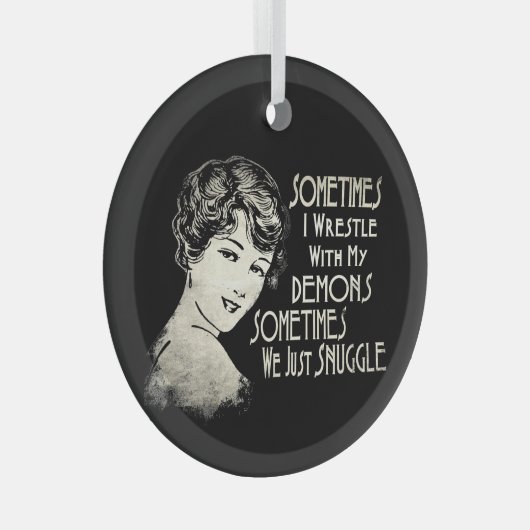 皮肉なフレーズ女性ミーム時々私は格闘 ガラスオーナメント (正面右)