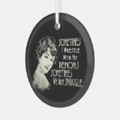 皮肉なフレーズ女性ミーム時々私は格闘 ガラスオーナメント (正面左)
