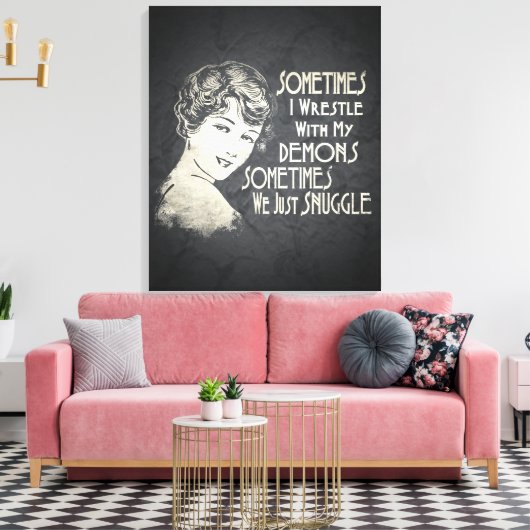 皮肉なフレーズ女性ミーム時々私は格闘 キャンバスプリント (インサイチュ (リビング))