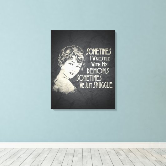 皮肉なフレーズ女性ミーム時々私は格闘 キャンバスプリント (インサイチュ (ウッドフロア))