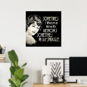 皮肉なフレーズ女性ミーム時々私は格闘 ポスター (ホームオフィス)