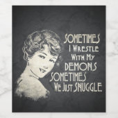 皮肉なフレーズ女性ミーム時々私は格闘 ワインラベル (シングルラベル)