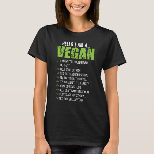 皮肉なベジタリアンこんにちは私はビーガン Tシャツ (正面)
