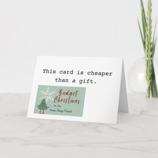 皮肉なホリデーシーズンに最適な予算クリスマスツリー シーズンカード (正面)