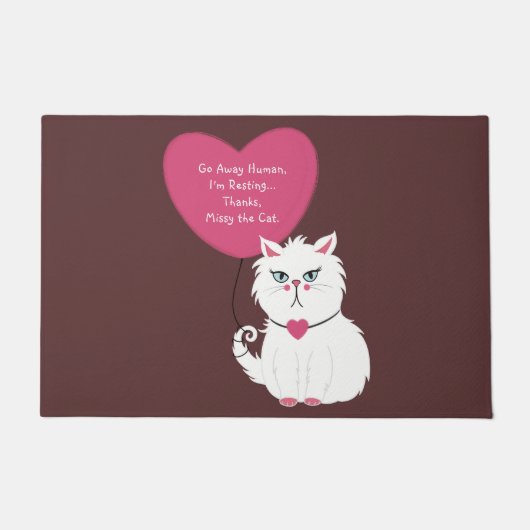皮肉なムーディースホワイトキャットおもしろいのカスタムゴー遠くに ドアマット (正面)