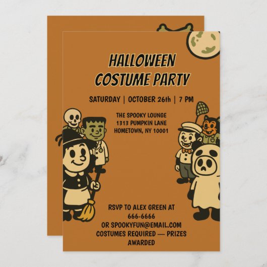 皮肉なモンスターハロウィーンの衣装パーティー 招待状 (正面/裏面)