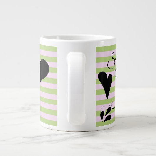 皮肉なユーモアのタイポグラフィストライプ ジャンボコーヒーマグカップ (裏面)