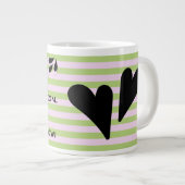 皮肉なユーモアのタイポグラフィストライプ ジャンボコーヒーマグカップ (正面右)