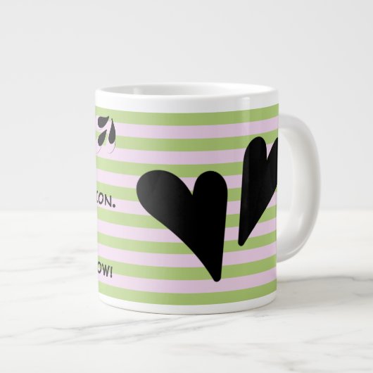 皮肉なユーモアのタイポグラフィストライプ ジャンボコーヒーマグカップ (正面右)