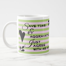 皮肉なユーモアのタイポグラフィストライプ ジャンボコーヒーマグカップ