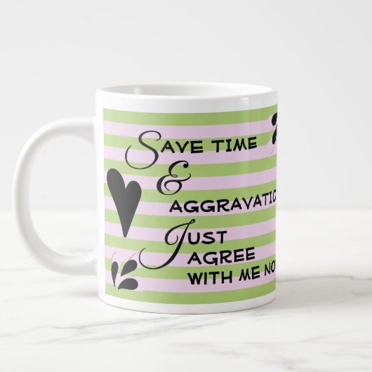 皮肉なユーモアのタイポグラフィストライプ ジャンボコーヒーマグカップ (左)