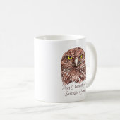 皮肉なユーモア引用文水の色の不機嫌なフクロウ コーヒーマグカップ (正面右)