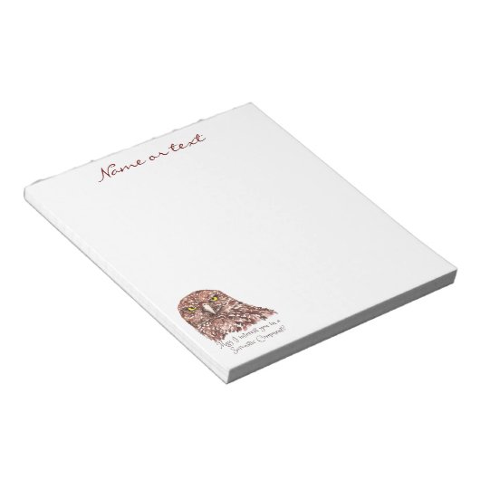 皮肉なユーモア引用文水の色の不機嫌なフクロウ ノートパッド (アングル)