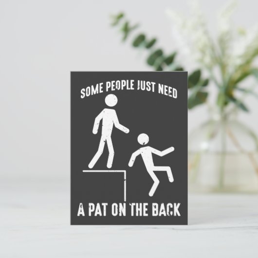 皮肉な人々の攻撃的な引用文が背中をパット ポストカード (スタンド正面)