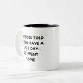 皮肉な仕事のエスケープ:ホームスイートホームマグカップ ツートーンマグカップ (正面左)