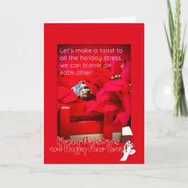 皮肉な休日ストレスとWINEクリスマス引用文 カード